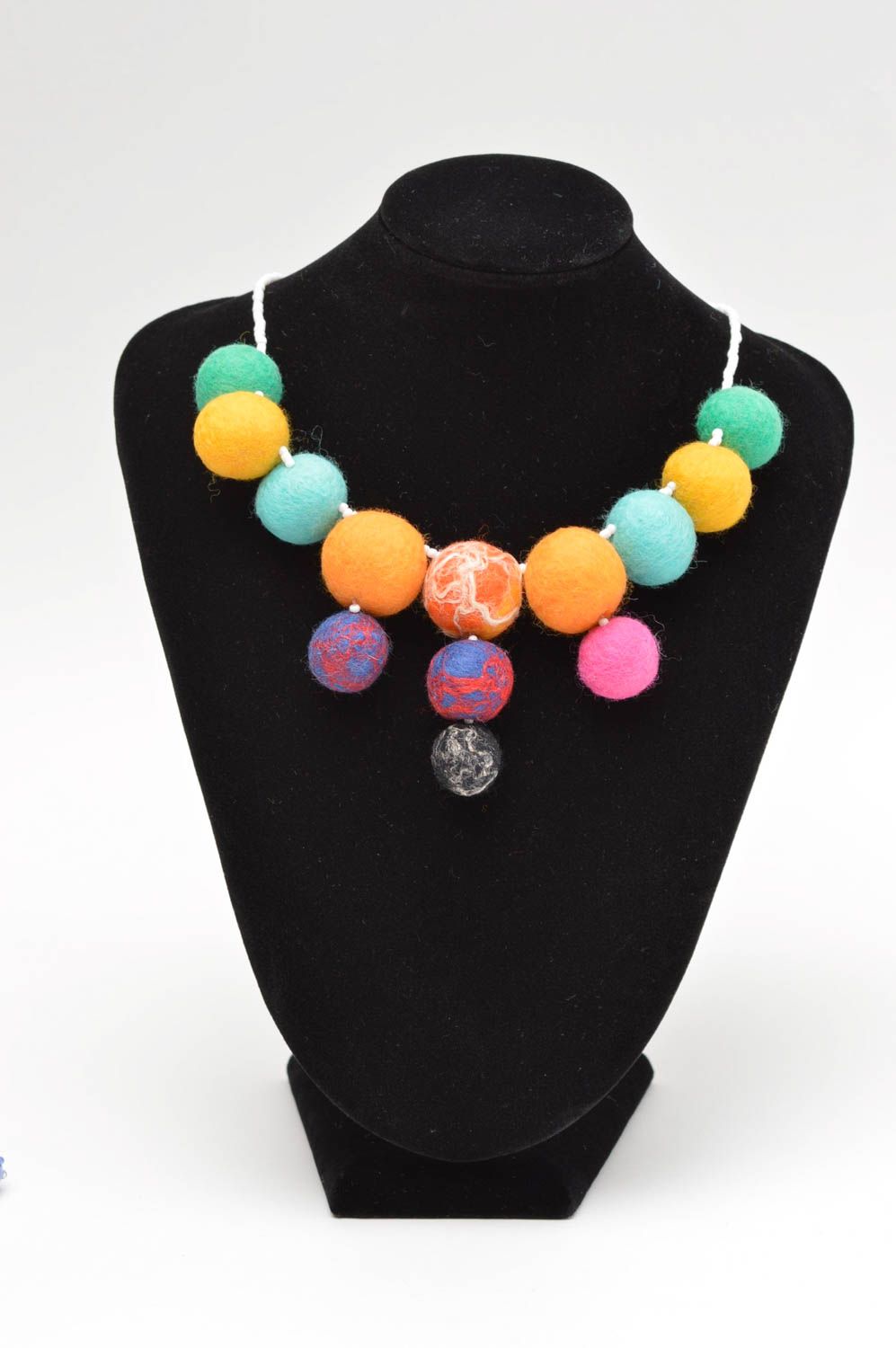 Bright woolen necklace handmade unusual accessory designer necklace present photo 1