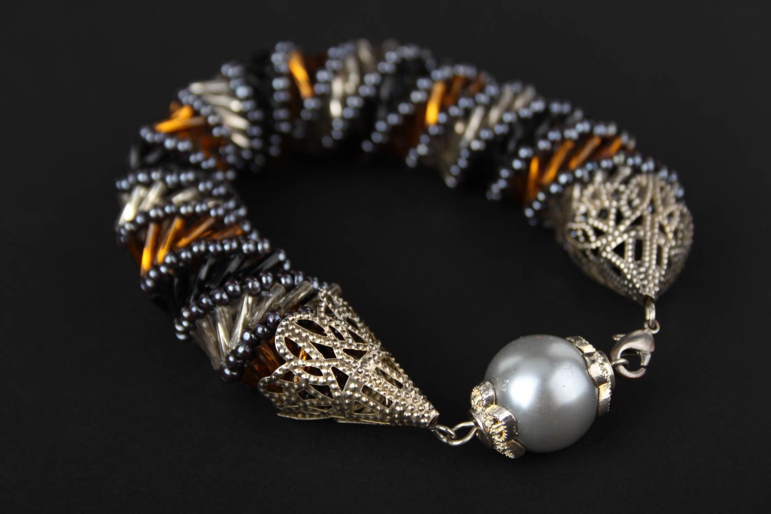 BUY Beautiful handmade wrist bracelet woven bead bracelet beaded ...