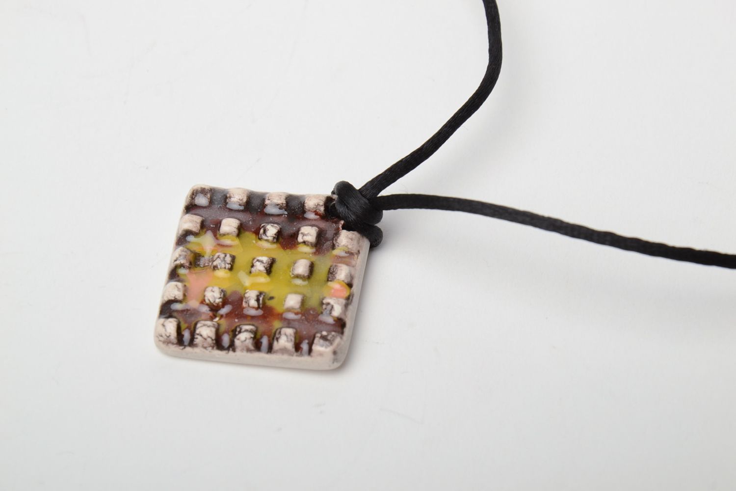 Designer clay pendant with cord photo 4