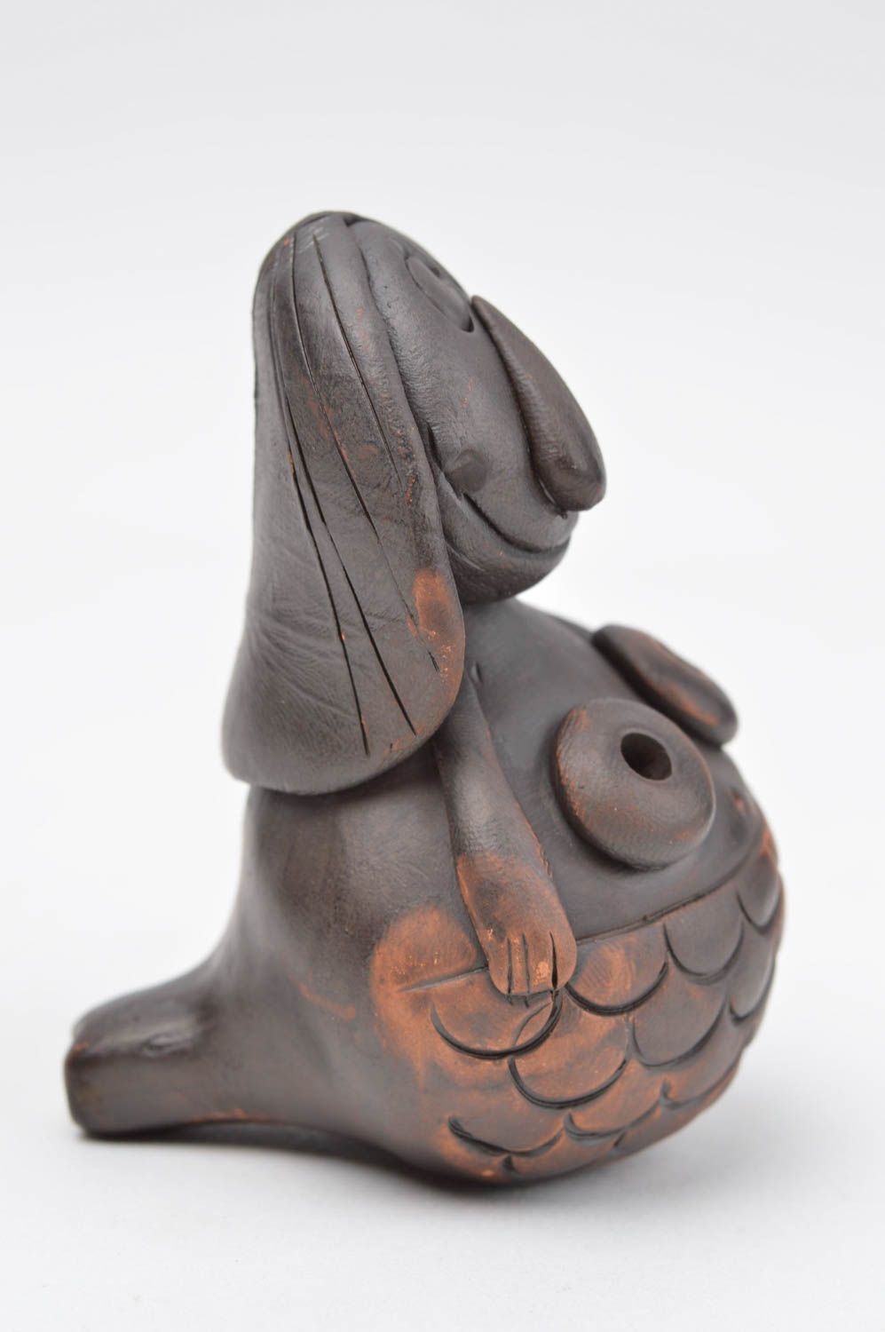 Глиняная свистулька статуэтка ручной работы керамическая фигурка свистулька  фото 3