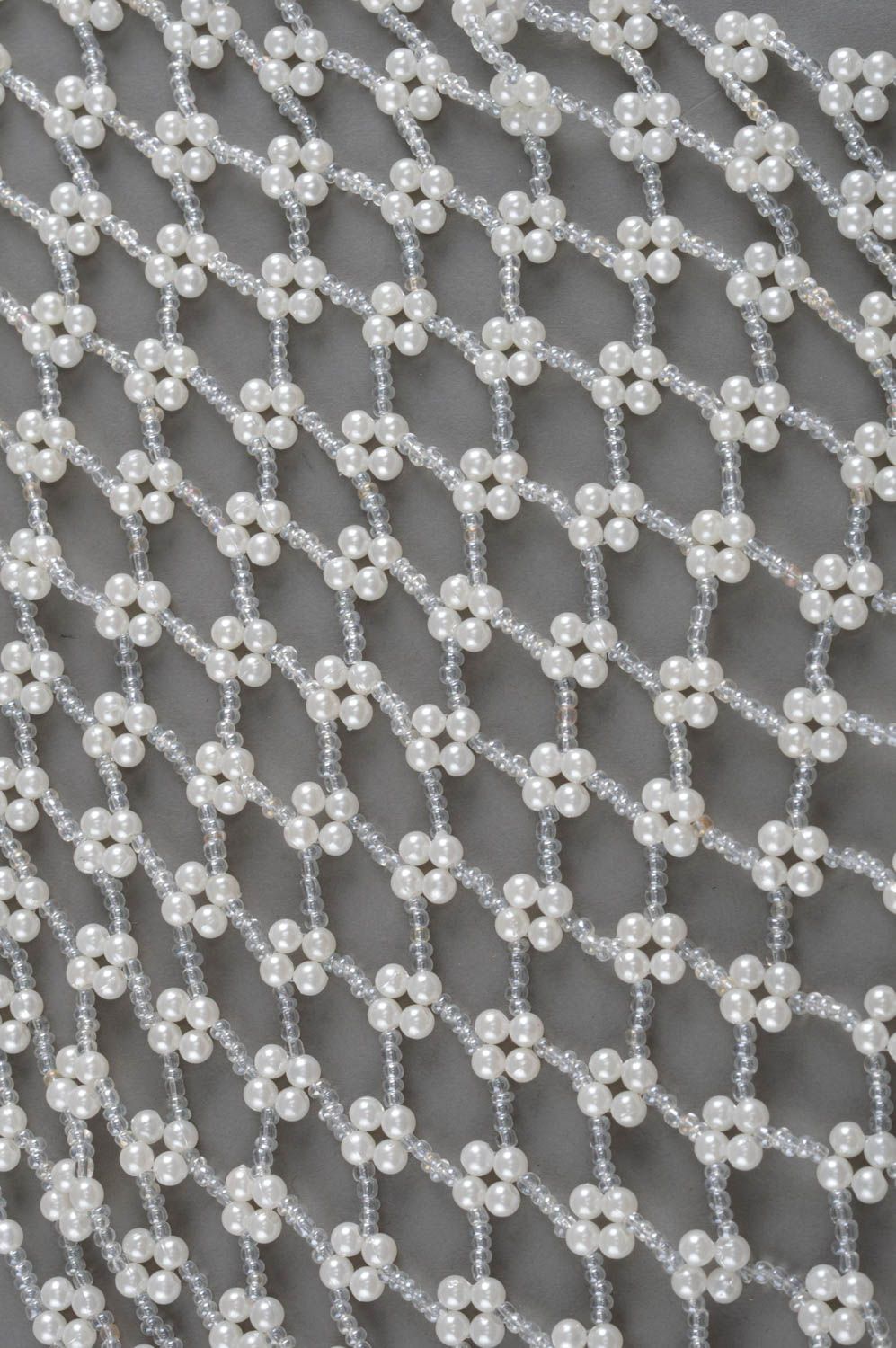 Collier en perles de rocailles fait main an forme de fichu blanc pour femme photo 5