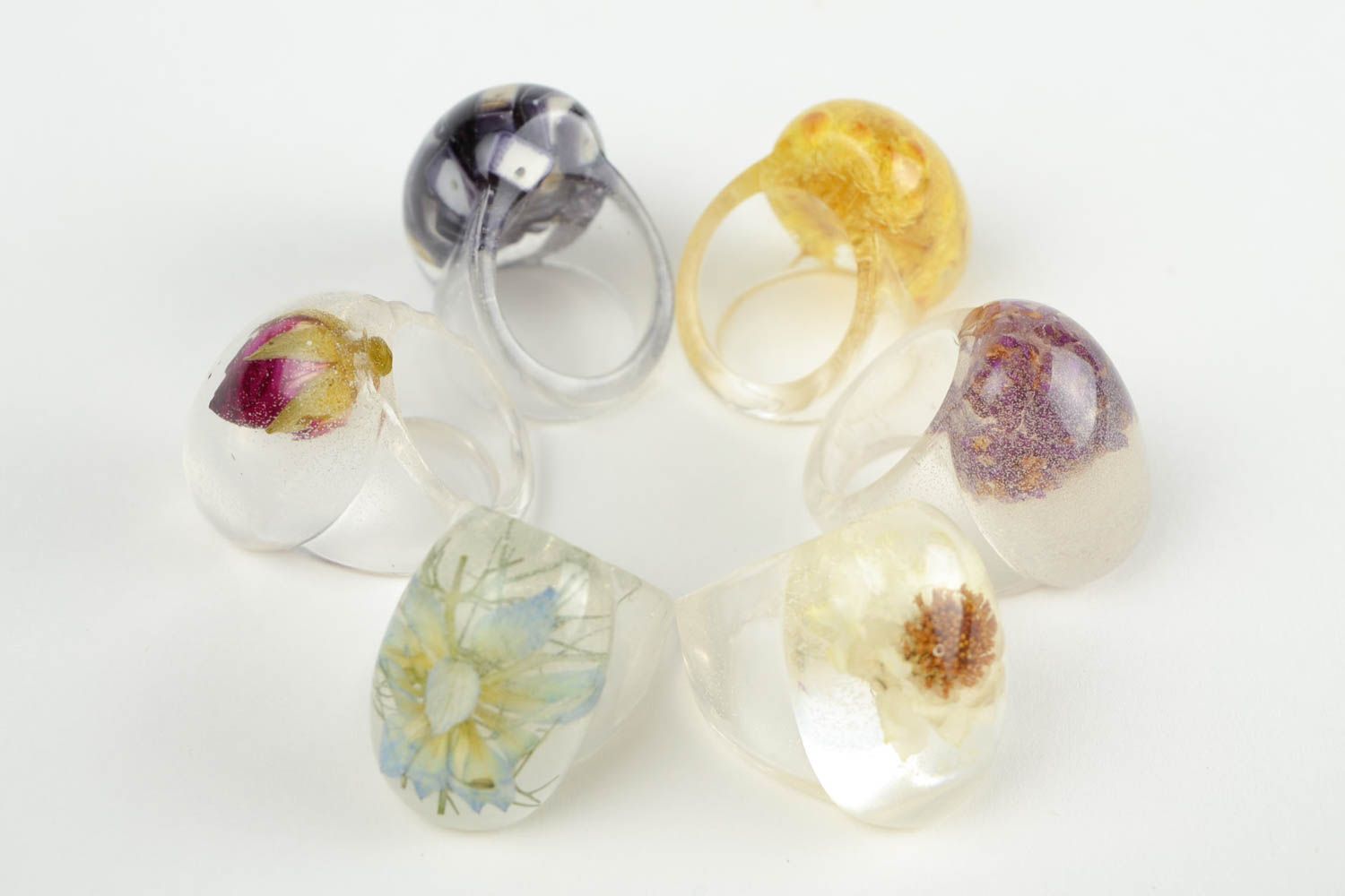 Handmade ring with flowers unusual accessory for girls gift ideas set of 6 items photo 5