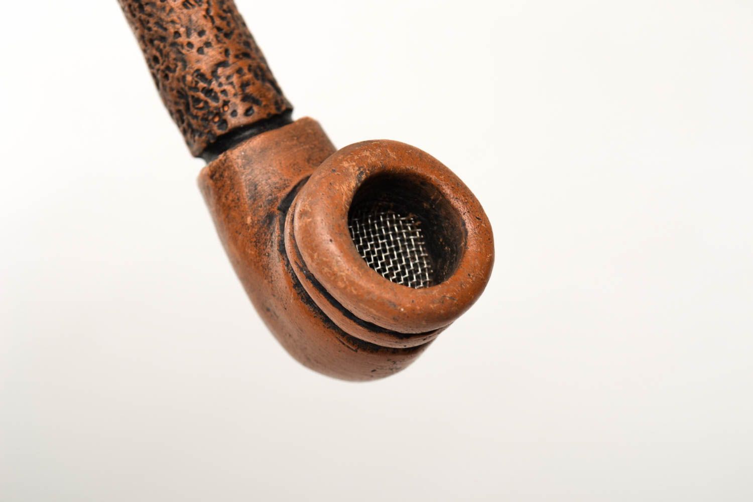 Pipa de barro artesanal modelada accesorio para fumador regalo para hombres foto 3