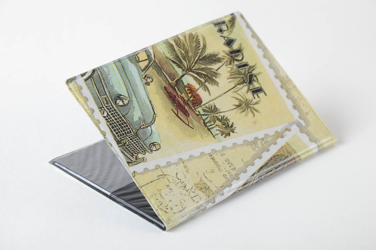 Plastic passport cover stylish handmade accessories beautiful decoupage present photo 3