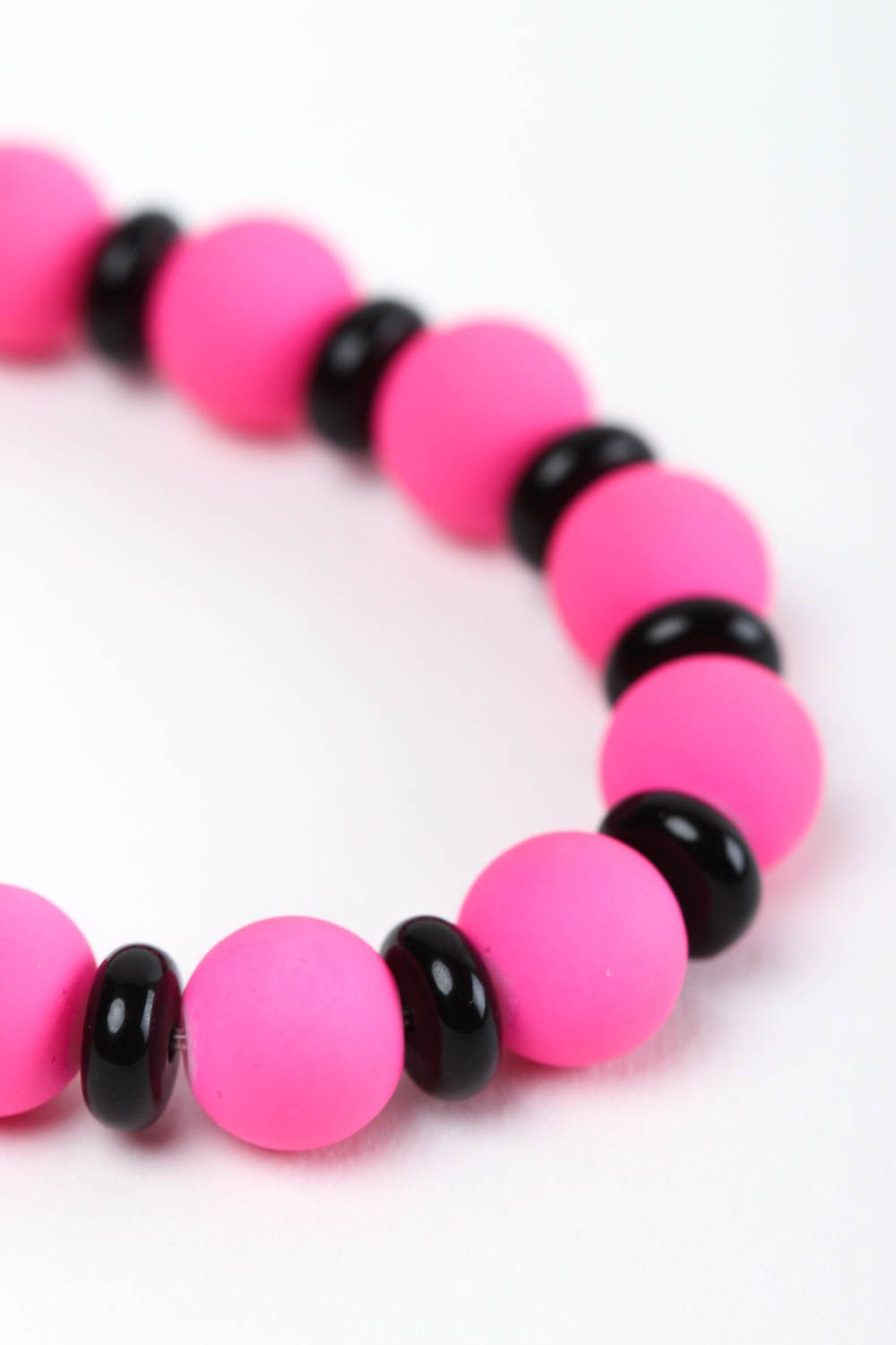 Bracelet perles fantaisie Bijou fait main rose-noir original Cadeau pour ado photo 4
