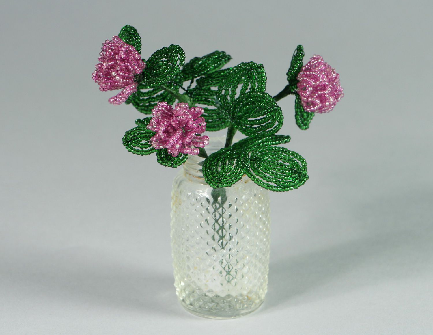 Decorative bouquet of clover made of beads photo 1