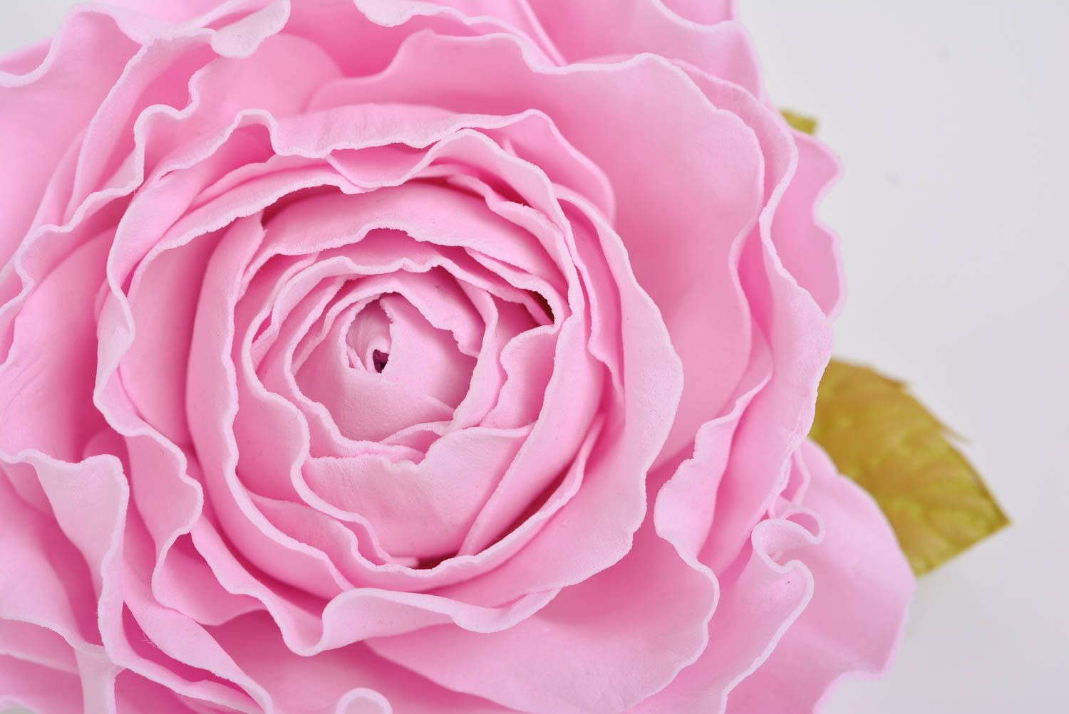 Designer hair clip brooch with large handmade pink foamiran rose flower  photo 2
