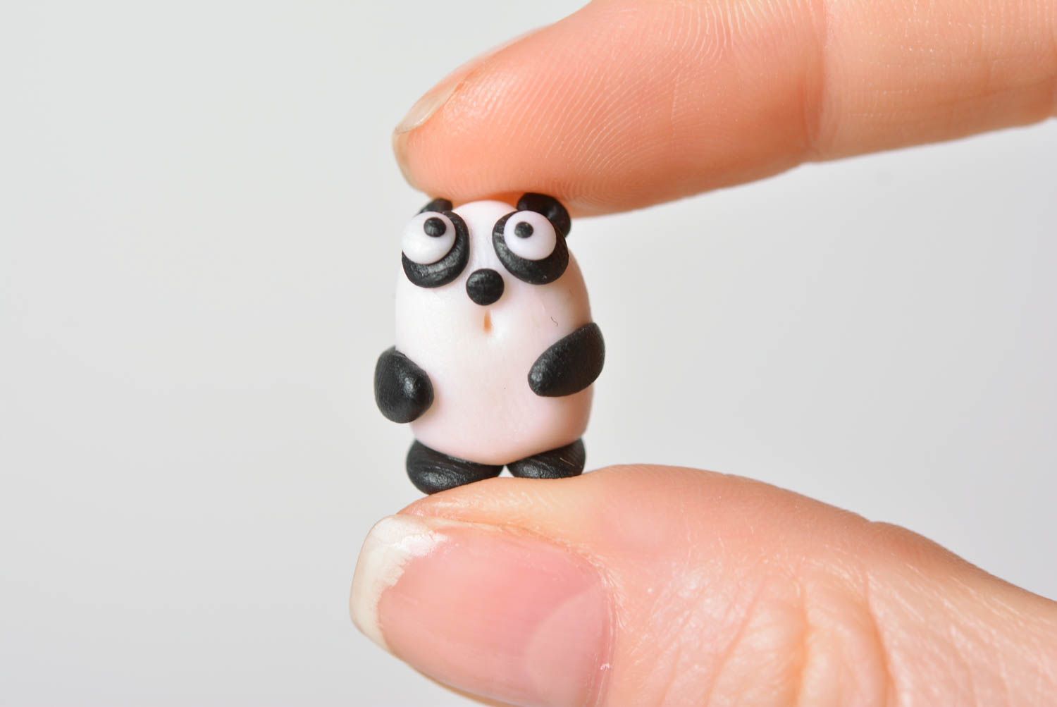Handmade ceramic figurine stylish clay statuette cute panda toy for kids photo 4