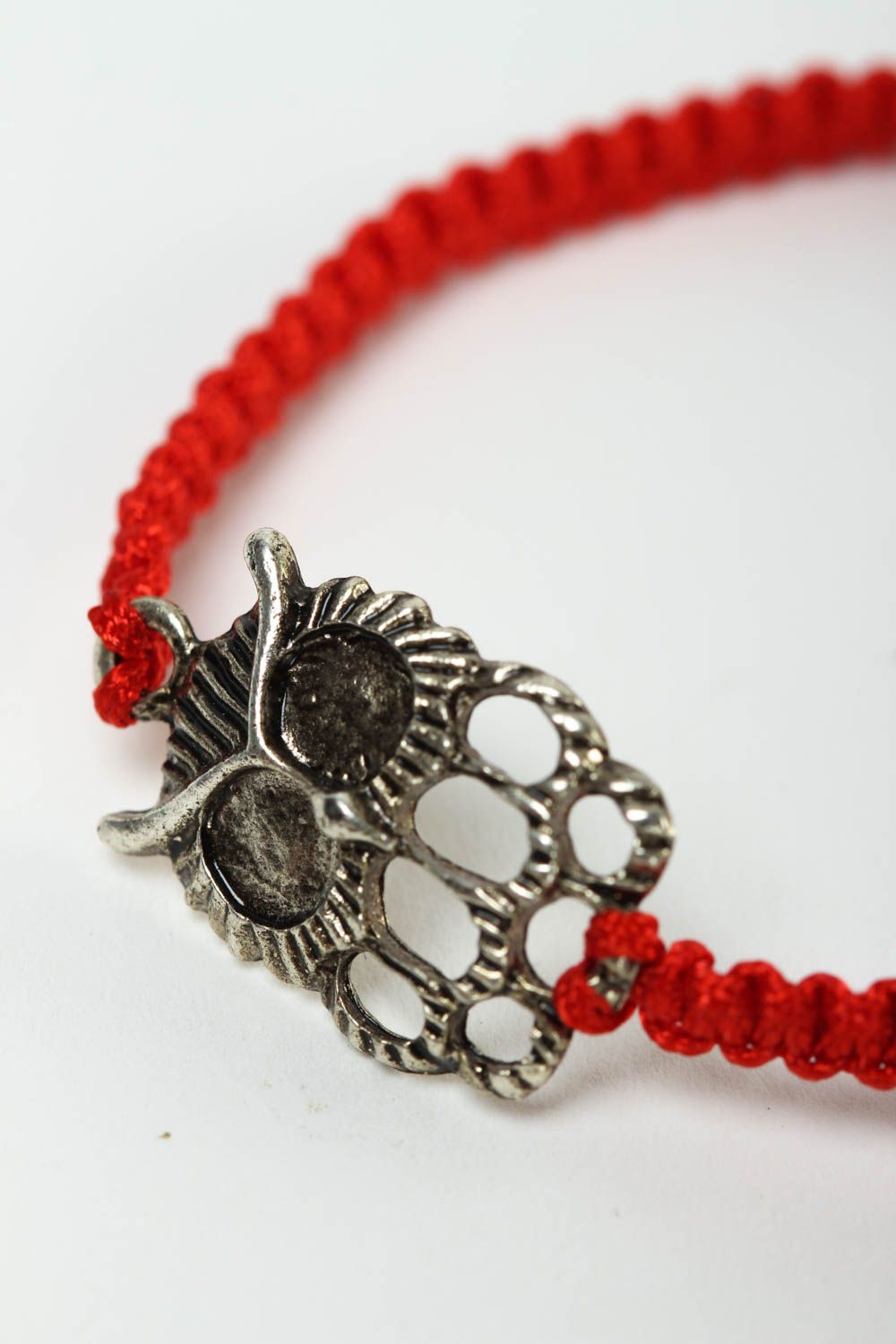 Bracelet textile Bijou fait main rouge hibou design Accessoire femme original photo 3
