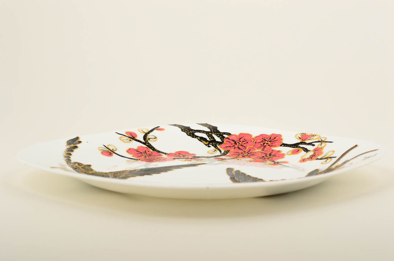 Декоративная тарелка handmade красивая тарелка Сакура подарочная тарелка фото 3