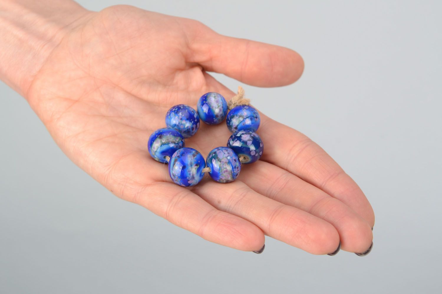 Set of handmade beads Blue Sea photo 3