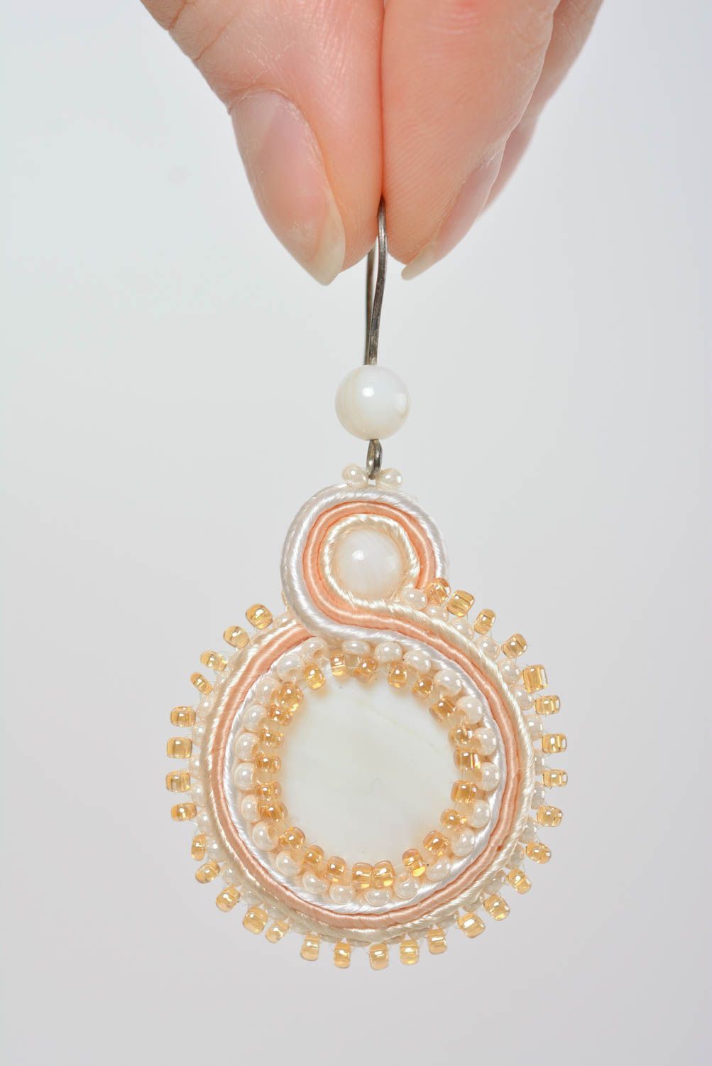 Handmade earrings soutache accessory soutache jewelry with natural stones photo 3