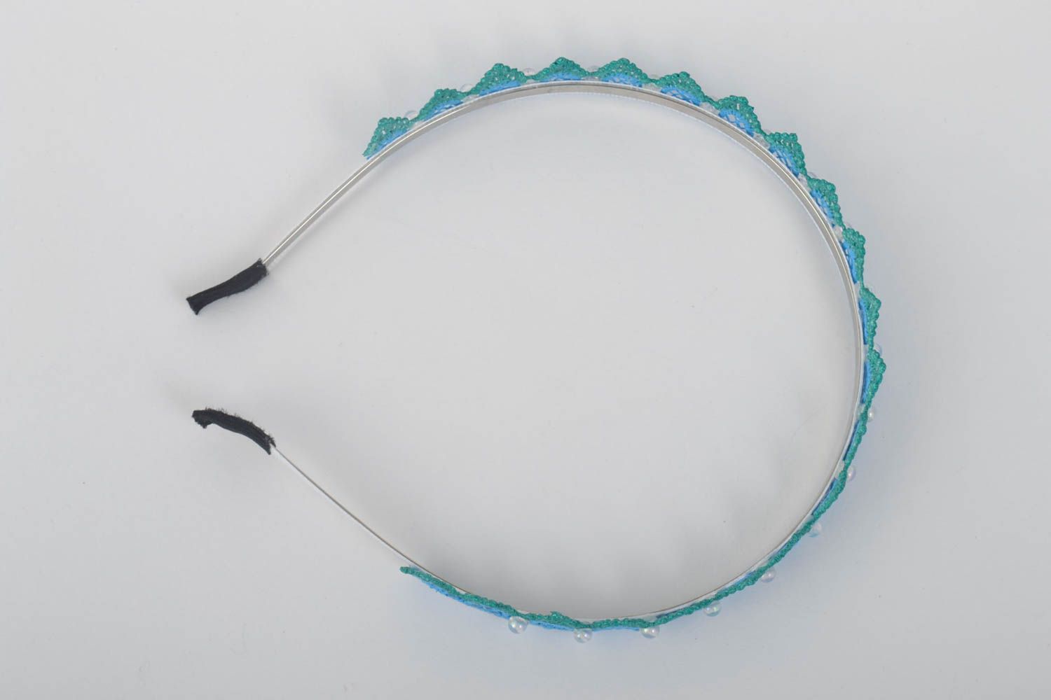 Corona para el pelo hecha a mano azul accesorio de cabello regalo para mujer foto 5