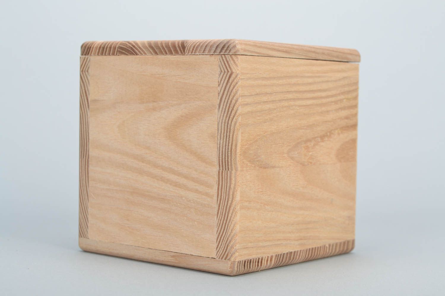 Handmade natural wooden square jewelry box craft blank for creative work photo 1