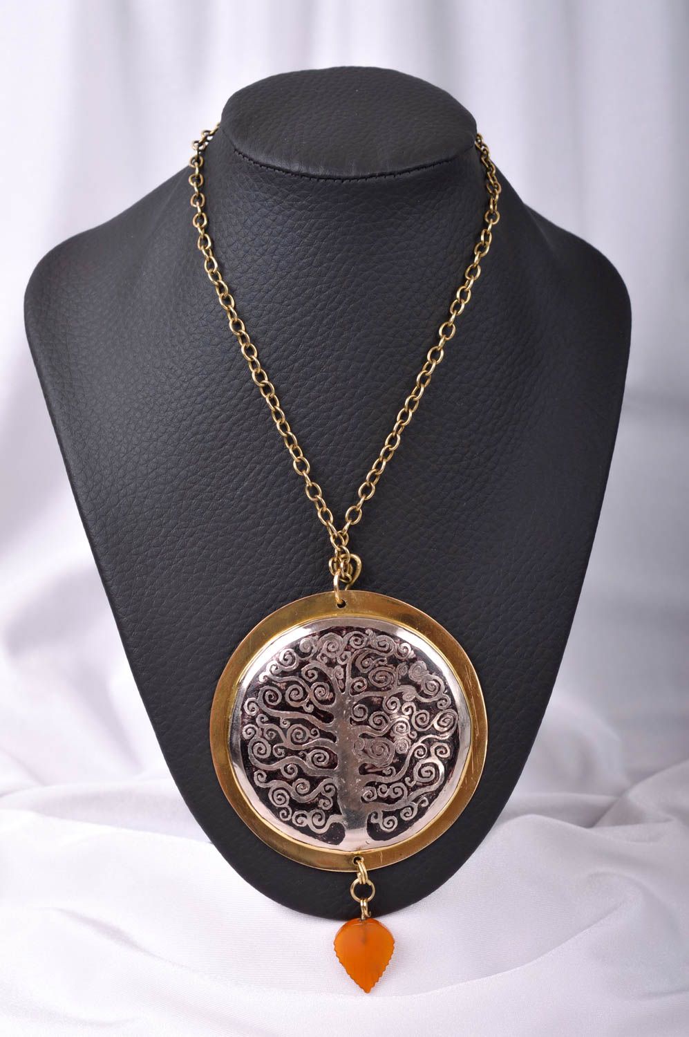 Designer pendant unusual gift for women metal accessory brass jewelry  photo 2