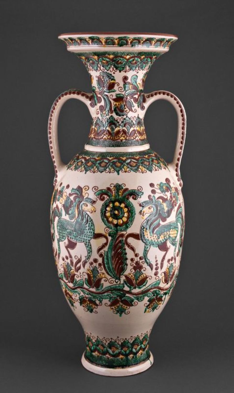 Керамическая напольная ваза с ушками Амфора фото 1