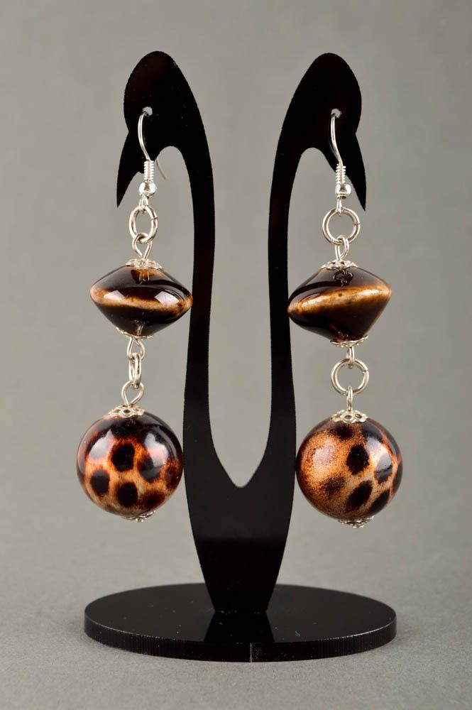 Designer stones earrings metal handmade accessories unique present for her photo 1
