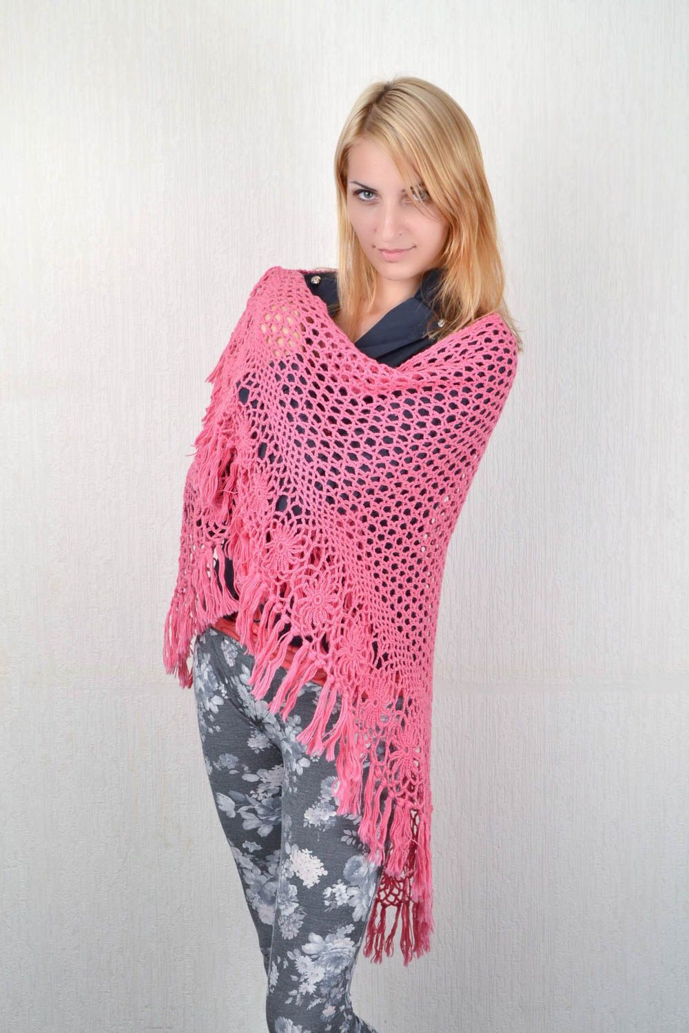 Handmade designer shawl unique winter stylish accessory present for women photo 2