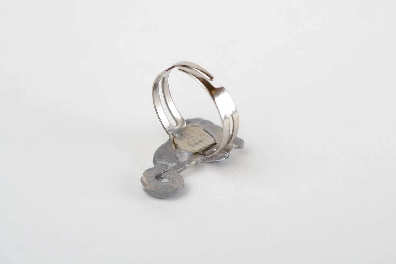 Кольцо ручной работы кольцо для девушек украшение из полимерной глины Котик фото 5