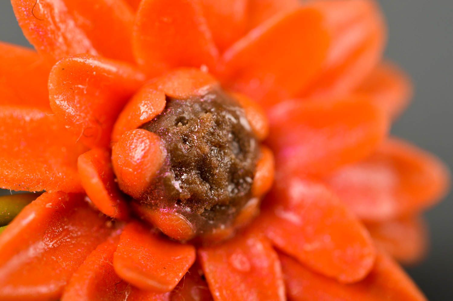 Bague fleur orange Bijou fait main en pâte polymère et métal Cadeau femme photo 4