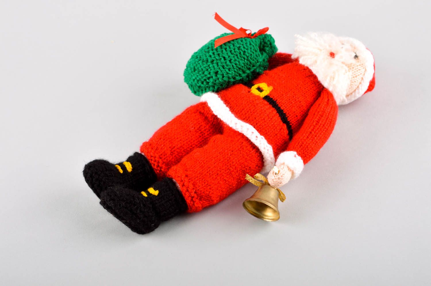 Poupée Père Noël Jouet fait main tricoté original joli mou petit Déco Noël photo 3