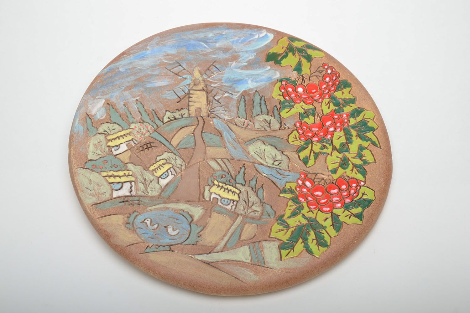 Ceramic wall plate painted with glaze photo 2