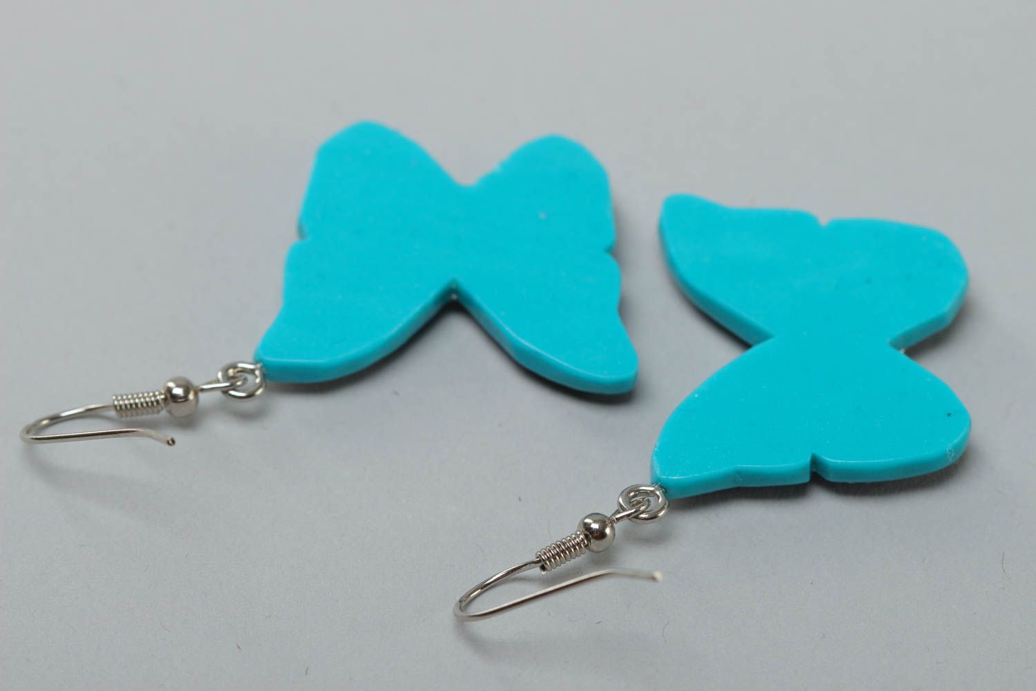 Künstler blaue Ohrringe Schmetterlinge handmade mit Anhängern aus Kaltglasur für Damen foto 4