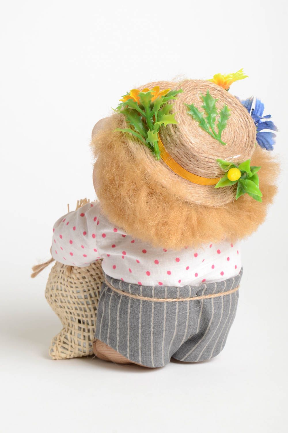 Авторская кукла игрушка ручной работы тряпичная кукла домовенок с мешком фото 4
