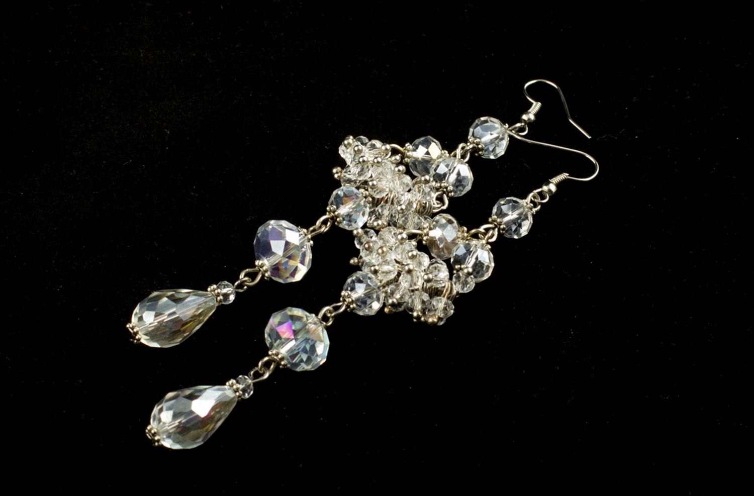 Handmade elegant long earrings unusual stylish earrings cute female jewelry photo 5