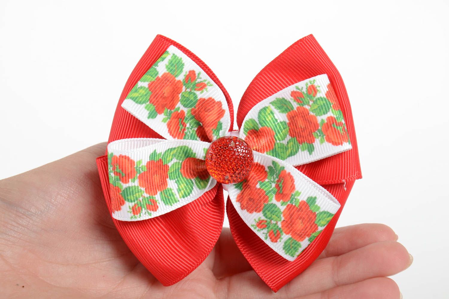 Handmade satin ribbon bow hair clip homemade barrette hair bow gifts for her photo 5
