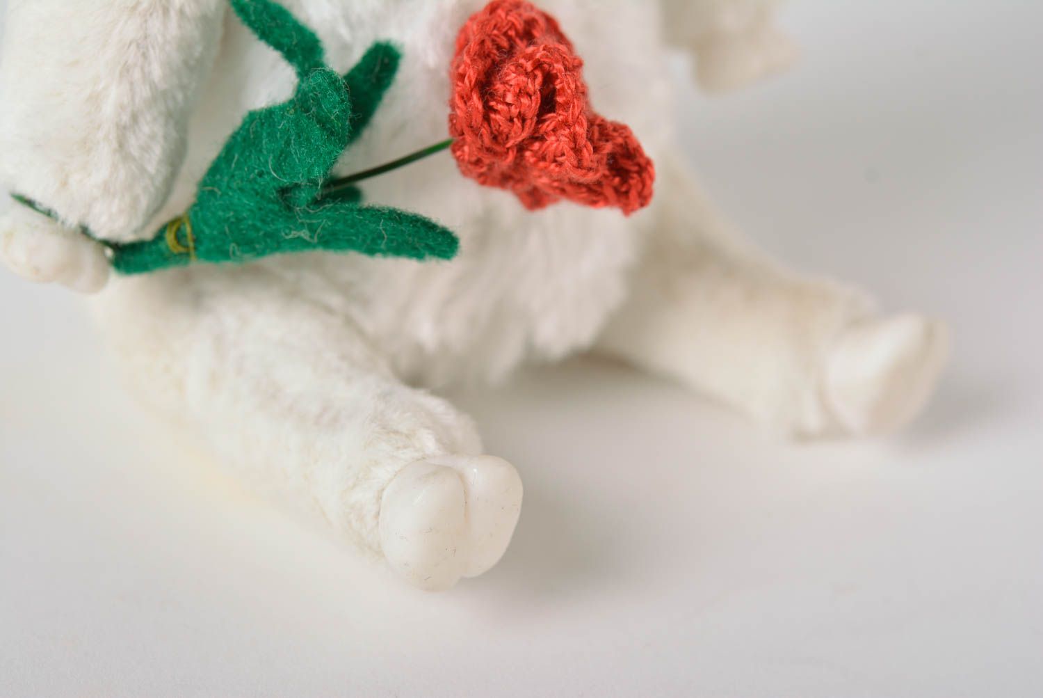 Handmade Plüsch Schaf mit Blume Stoff Kuscheltier Geschenk für Kinder schön  foto 5