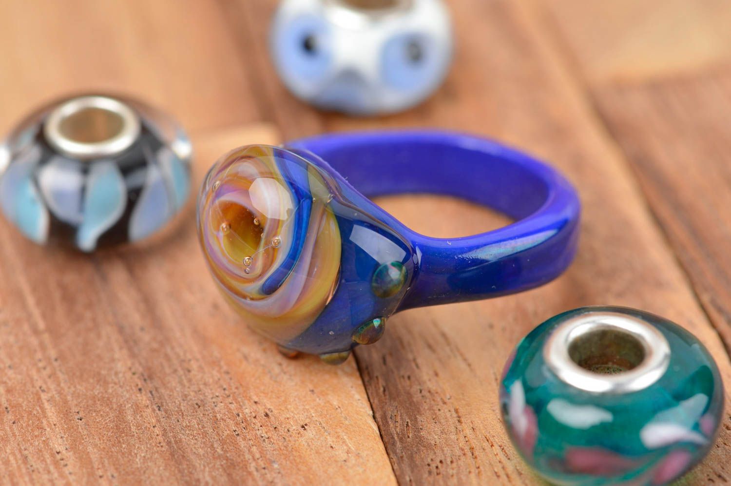 Handmade Ring aus Glas Damen Schmuck Accessoire für Frauen Glas Schmuck schön foto 1