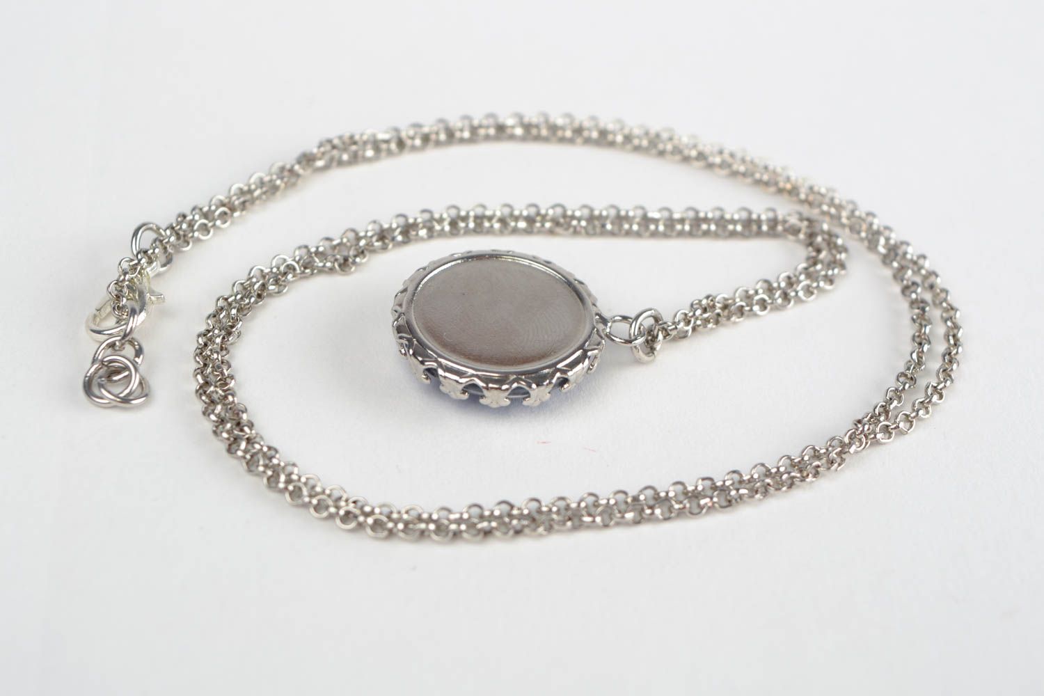 Handmade designer glass pendant on long metal chain with Zodiac sign Leo photo 5