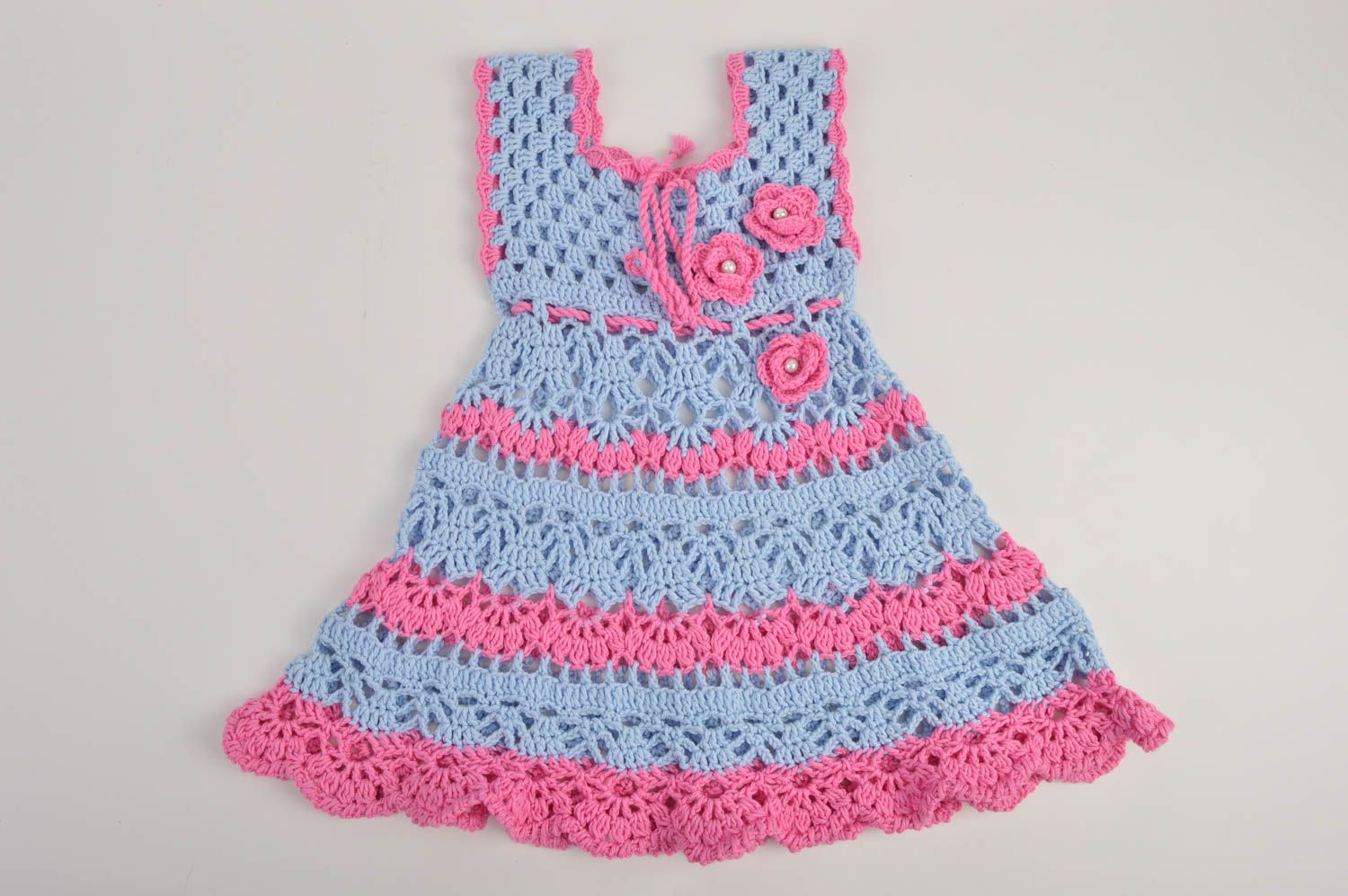Unusual handmade crochet dress cute baby outfits designer clothes for kids photo 3