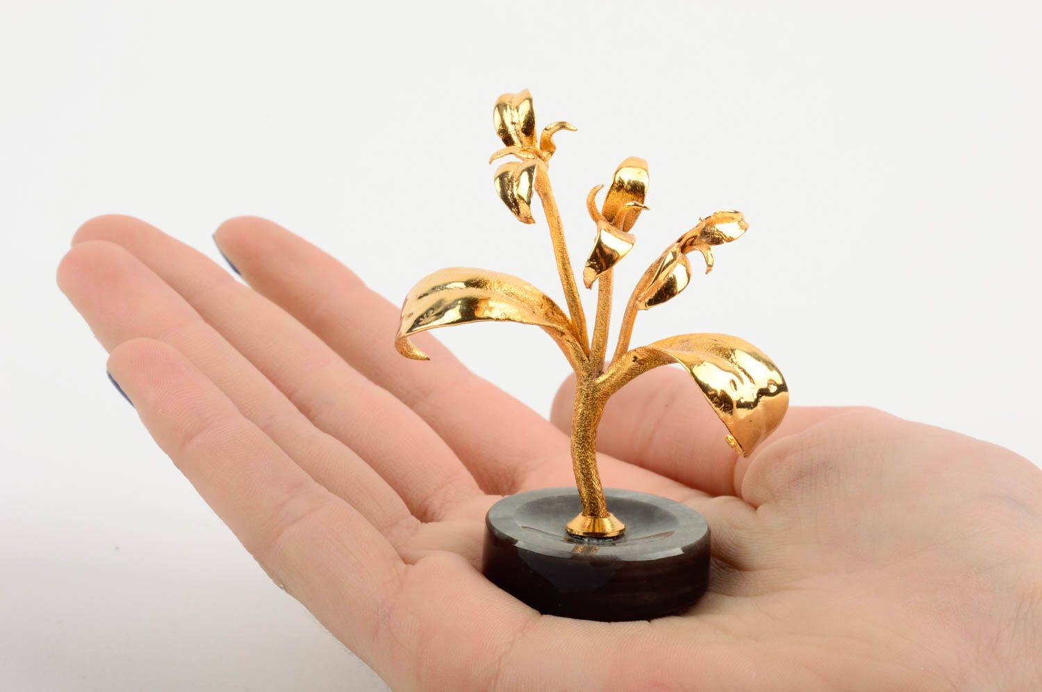 Handmade brass statuette figurine in shape of tree stylish modern interior decor photo 2
