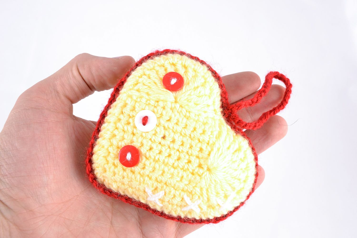 Soft crochet toy heart with eyelet photo 2
