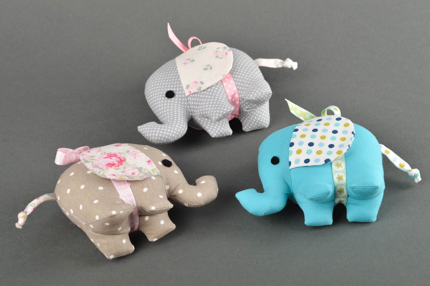 Elefantini fatti a mano pupazzi di peluche giocattoli simpatici da bambini 3 pz foto 2