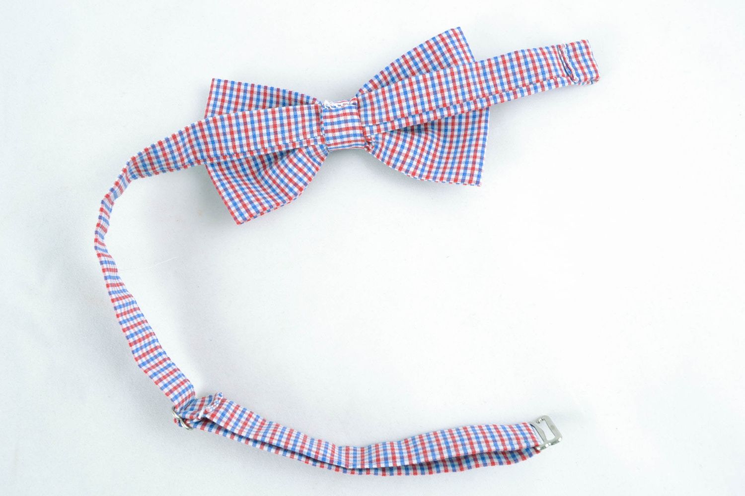 Fabric bow tie with checkered print for men and women photo 3