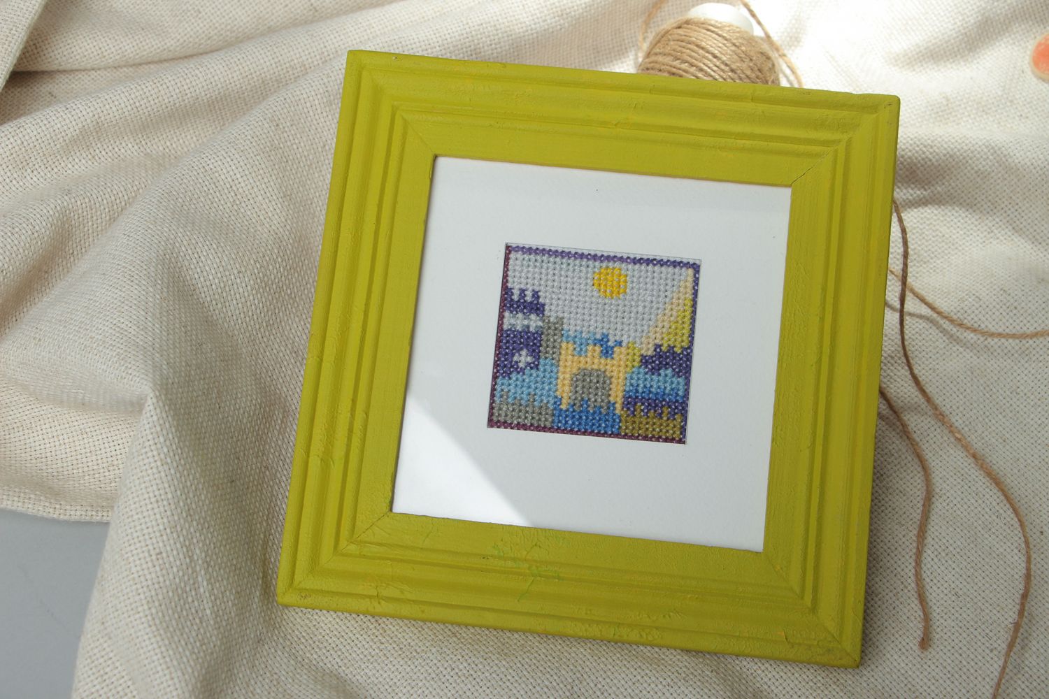 Cross stitch embroidered picture in frame photo 5