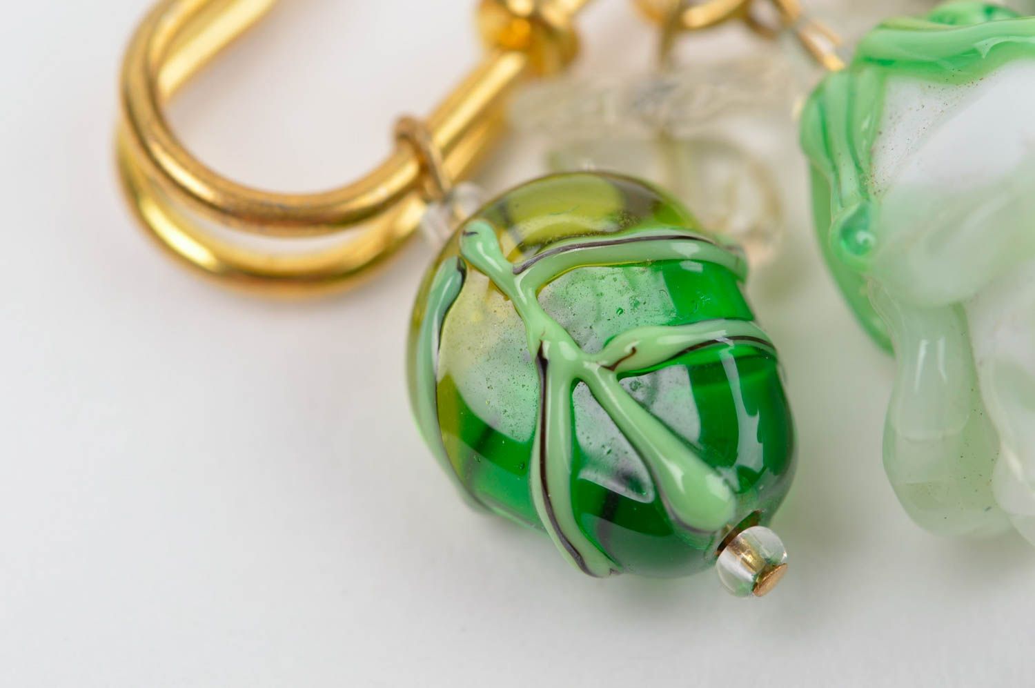 Green glass brooch handmade designer brooch elegant jewelry cute present photo 5