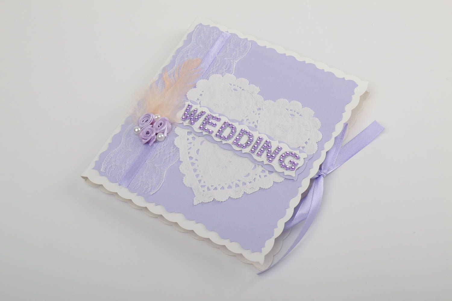 Housse en carton disques de mariage design faite main originale violette photo 2