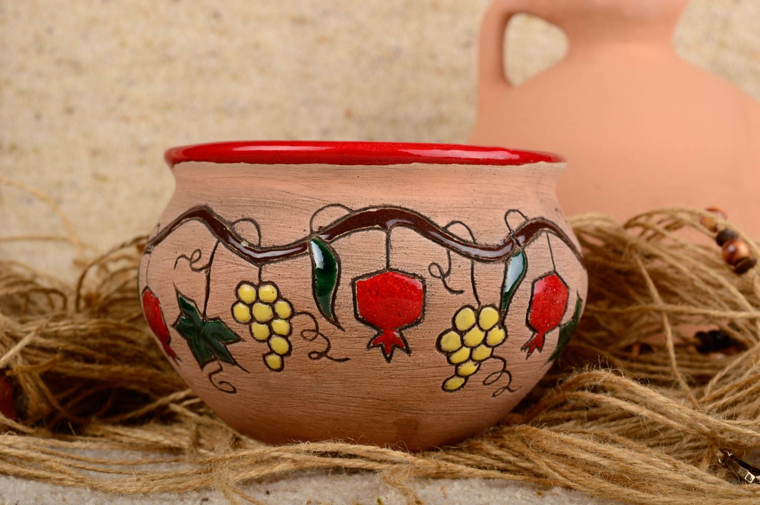Suppenterrine Keramik handgemacht Geschirr aus Ton gemustert Deko für Haus foto 5