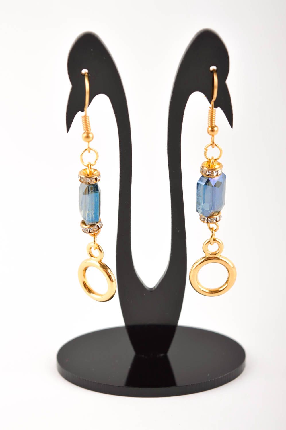 Handmade lange Ohrringe in Blau Schmuck Ohrringe Accessoire für Frauen foto 2