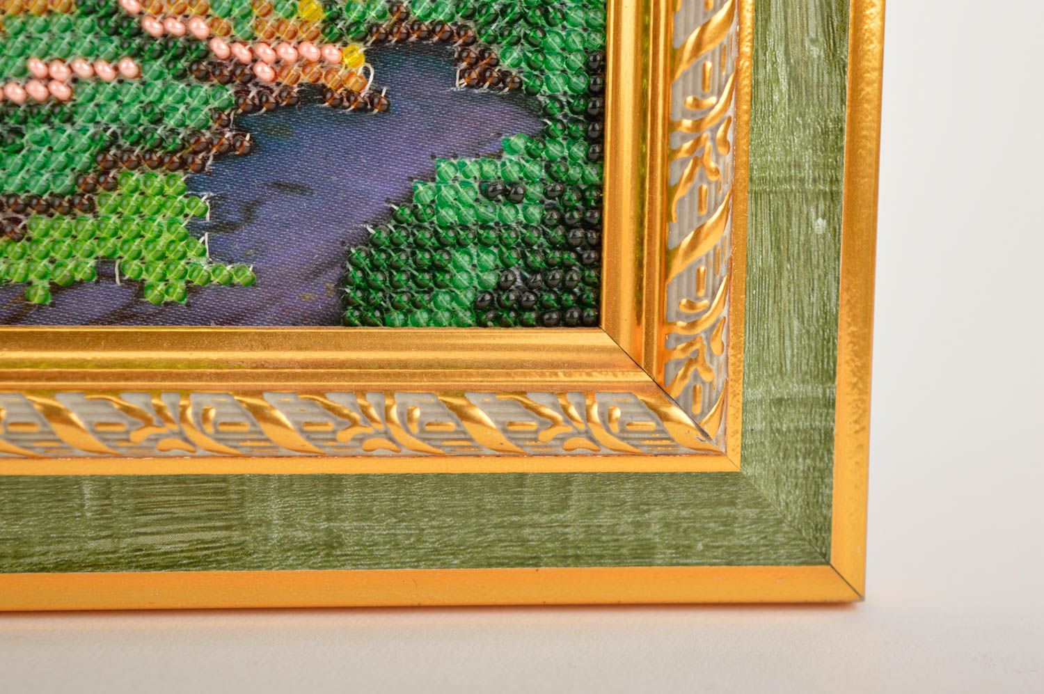 Unusual handmade bead embroidery cool rooms modern art decorative use only photo 5