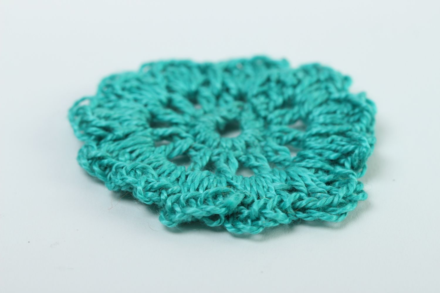 Handmade fittings for earrings crocheted textile flower unusual jewelry blank photo 4