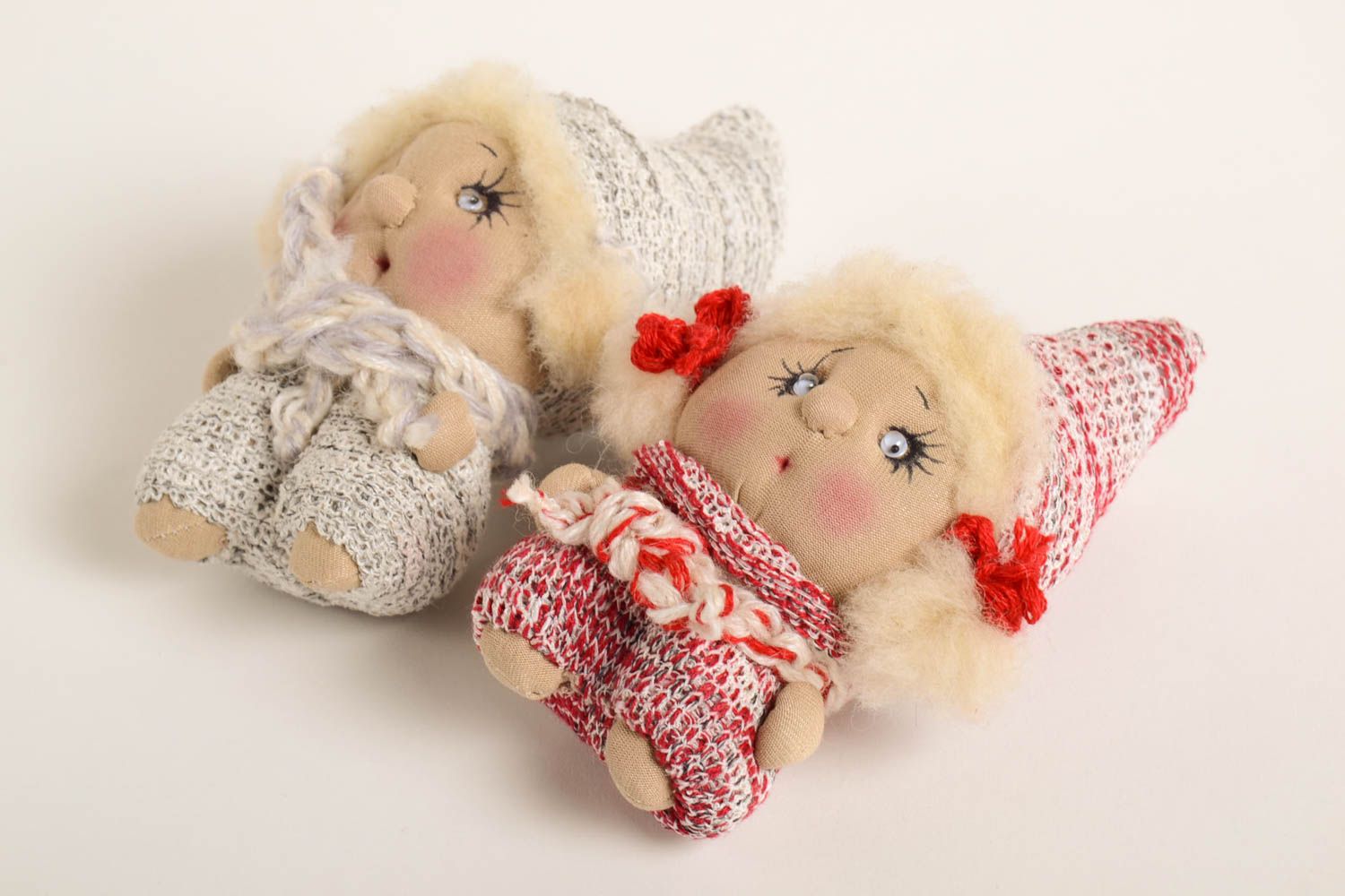 Jouets enfant Filles gnomes Peluches faites main tissu Cadeau original 2 pièces photo 4