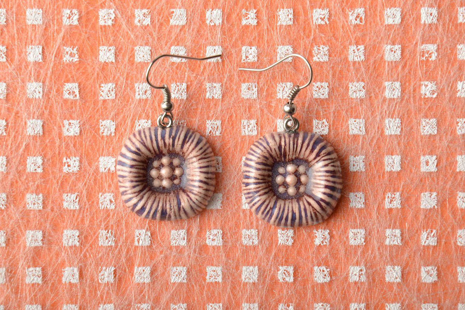 Handmade ceramic earrings with enamel painting Windows photo 1