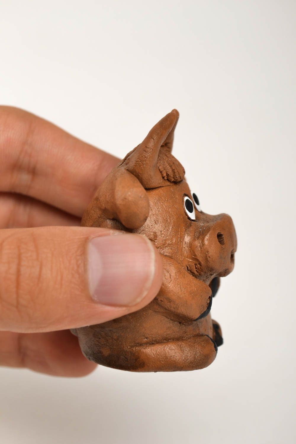 Keramik Deko handgemachte kleine Figur aus Ton Tischdeko Ideen Tier Statue Kuh foto 5
