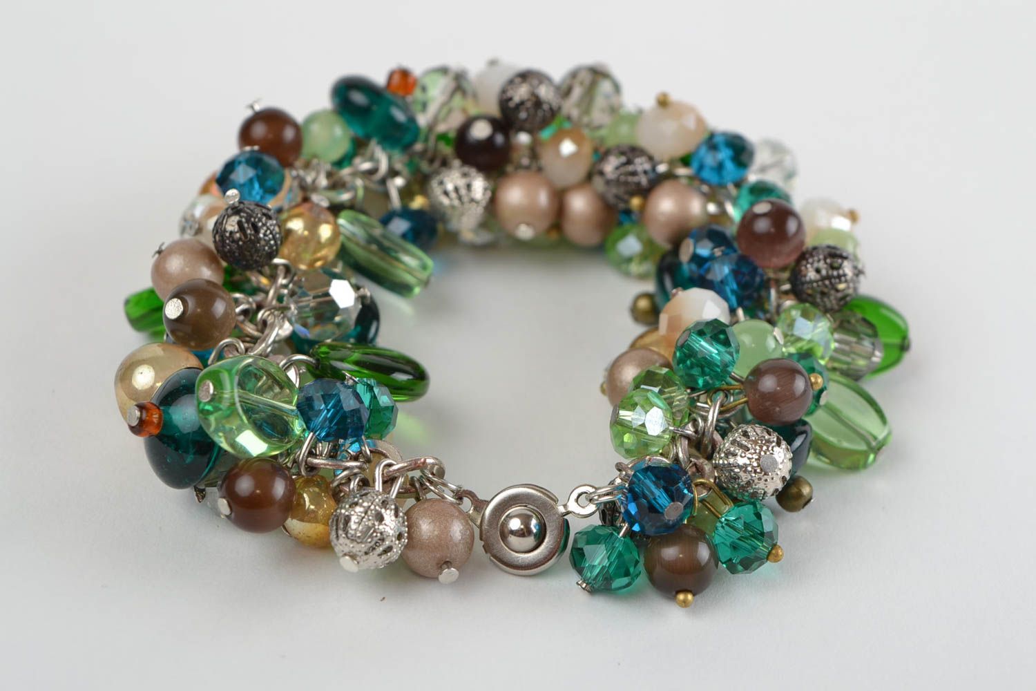 Bracelet en pierres naturelles et perles de verre original multicolore fait main photo 4