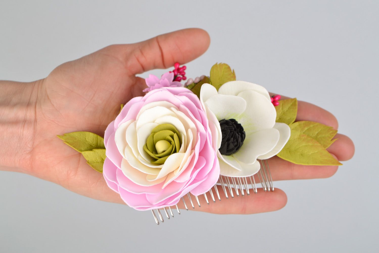 Handmade hair comb designer hair comb unusual accessory for women flower comb photo 2
